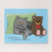 Gray Cat Teddy Bear Puzzle (Horizontal)