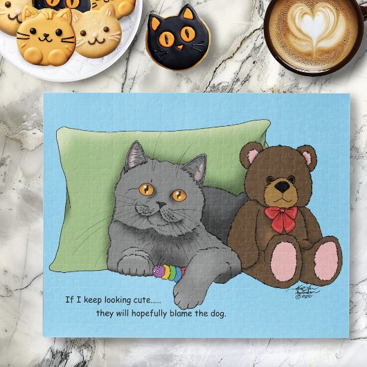 Gray Cat Teddy Bear Puzzle