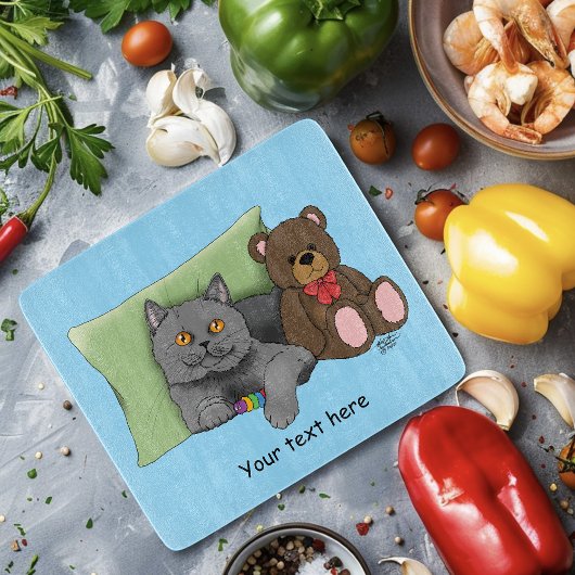 Gray Cat Teddy Bear Schneidebrett