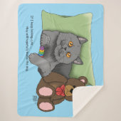 Gray Cat Teddy Bear Sherpadecke (Vorderseite)