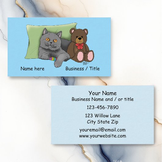 Gray Cat Teddy Bear Visitenkarte