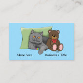 Gray Cat Teddy Bear Visitenkarte (Vorderseite)