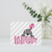 Gray Cat und Pink Meow Postkarte (Stehend Vorderseite)