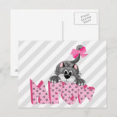 Gray Cat und Pink Meow Postkarte (Vorne/Hinten)