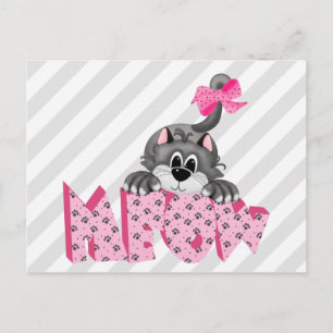 Gray Cat und Pink Meow Postkarte
