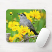 Gray Catbird on wooden fence Mousepad (Mit Mouse)