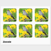 Gray Catbird on wooden fence Quadratischer Aufkleber (Blatt)