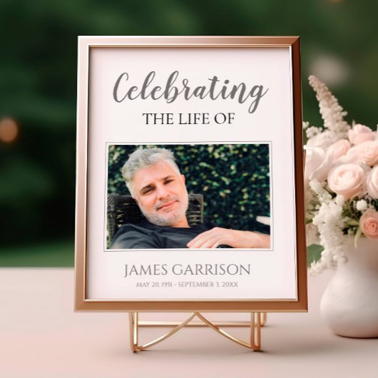 Gray Celebration of Life with Foto Funeral Poster