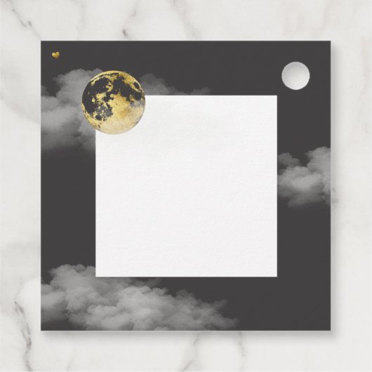 Gray Celestie Over the Moon and Stars Baby Shower Geschenkanhänger (Rückseite)