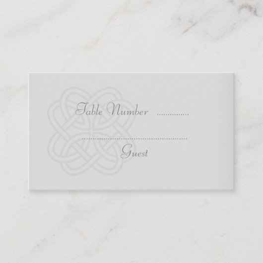 Gray Celtic Knot Wedding Table Platzkarten (Vorderseite)