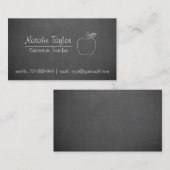 Gray Chalkboard Apple Stellvertretender Lehrer Visitenkarte (Vorne/Hinten)