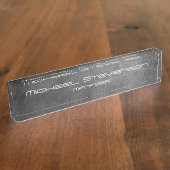 Gray Chalkboard Muster Business Desk Namplate Namensplakette (Seite)