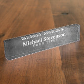 Gray Chalkboard Muster Business Desk Namplate Namensplakette (Seite)