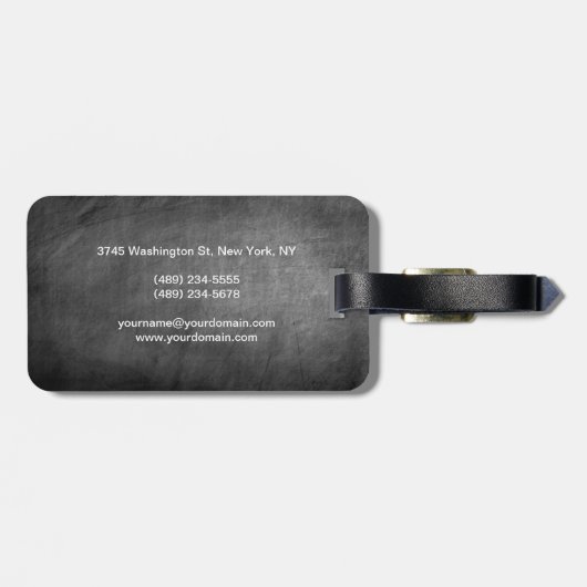 Gray Chalkboard Muster Red Gepäckanhänger (Rückseite horizontal)