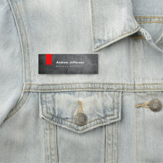 Gray Chalkboard Muster Red Namensschild (Beispiel)