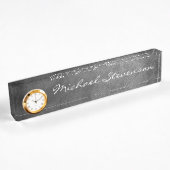 Gray Chalkboard Pattern Business Namplate Namensplakette