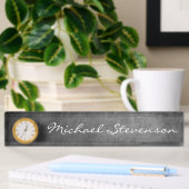 Gray Chalkboard Pattern Business Namplate Namensplakette