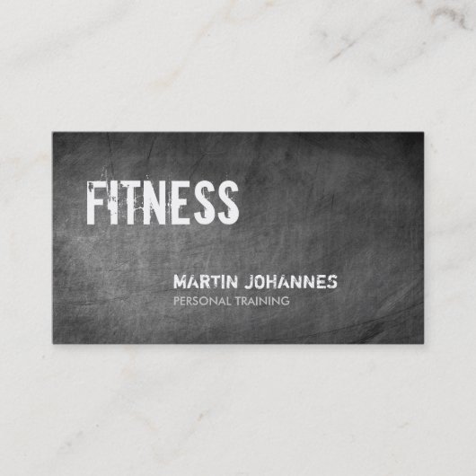 Gray Chalkboard Personal Trainer Business Card Visitenkarte (Vorderseite)