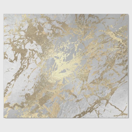 Gray Champaigne Gold Marble Gray Metallic Stroke Geschenkpapier (Flach)