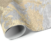 Gray Champaigne Gold Marble Gray Metallic Stroke Geschenkpapier (Rolleneckpunkt)