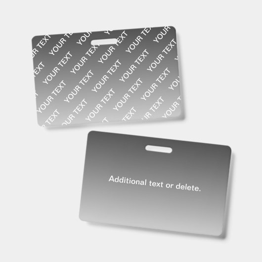 Gray (changeable color) Ombre & Text Pattern Ausweis (Vorder- & Rückseite)