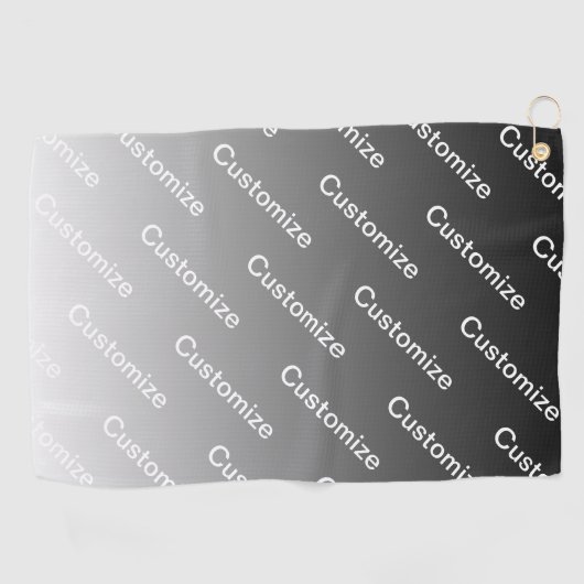 Gray (changeable color) Ombre & Text Pattern Golfhandtuch (Horizontal)