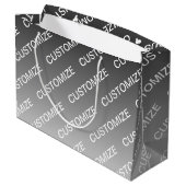 Gray (changeable color) Ombre & Text Pattern Große Geschenktüte (Rückseite Schrägansicht)