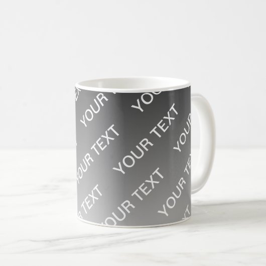 Gray (changeable color) Ombre & Text Pattern Kaffeetasse (VorderseiteRechts)