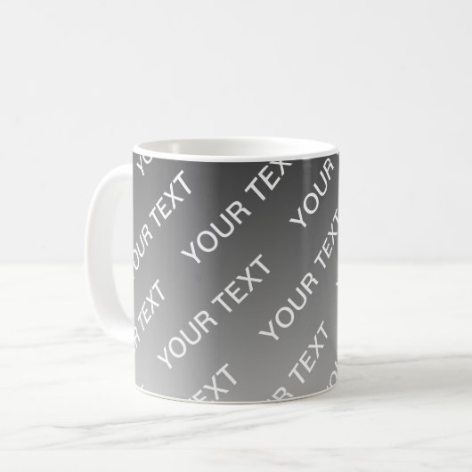 Gray (changeable color) Ombre & Text Pattern Kaffeetasse (Vorderseite Links)