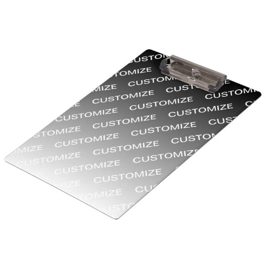 Gray (changeable color) Ombre & Text Pattern Klemmbrett (Schrägansicht)