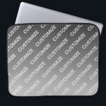 Gray (changeable color) Ombre & Text Pattern Laptopschutzhülle<br><div class="desc">Modern looking, customizable design, edit as you like!</div>