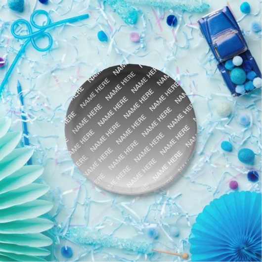 Gray (changeable color) Ombre & Text Pattern Pappteller (Party)