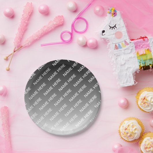 Gray (changeable color) Ombre & Text Pattern Pappteller (Party)