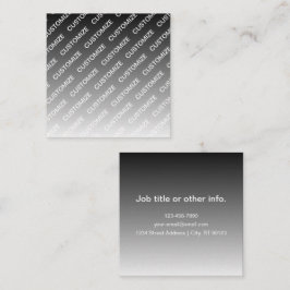Gray (changeable color) Ombre & Text Pattern Quadratische Visitenkarte