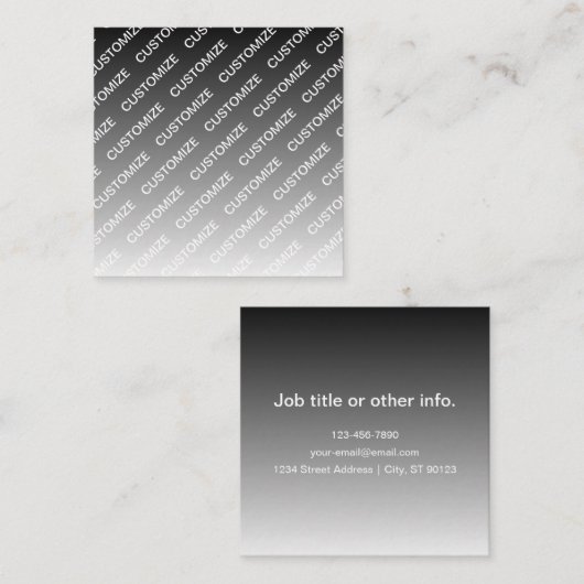 Gray (changeable color) Ombre & Text Pattern Quadratische Visitenkarte (Vorne/Hinten)