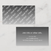 Gray (changeable color) Ombre & Text Pattern Visitenkarte (Vorne/Hinten)