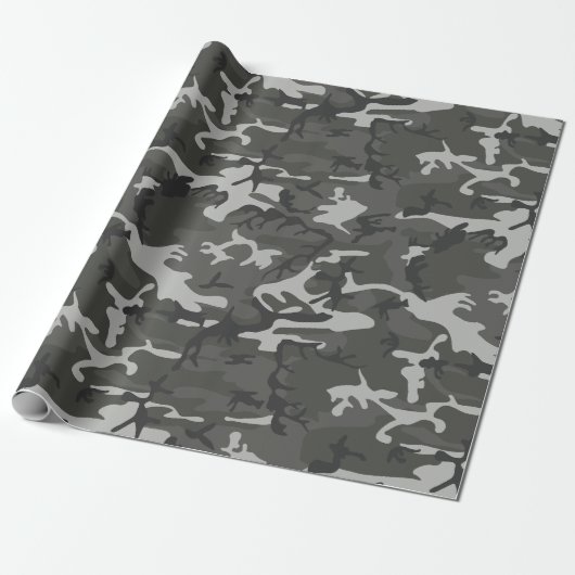 Gray Charcoal Camouflage Camouflage Geschenkpapier (Ungerollt)