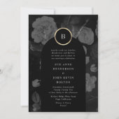 Gray Charcoal Dramatic Arch Gold Wedding Einladung (Vorderseite)