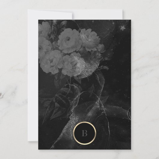 Gray Charcoal Dramatic Arch Gold Wedding Einladung (Rückseite)