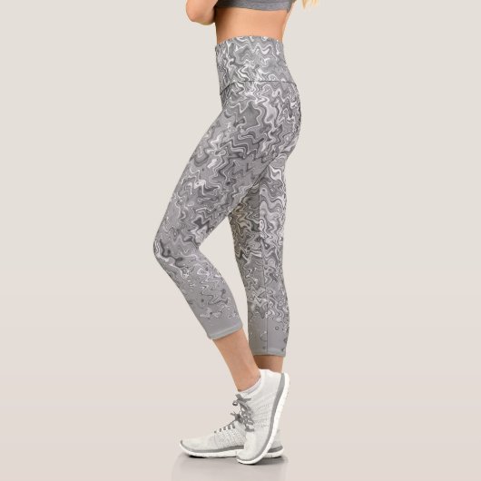 Gray Chic Unique Muster Capri Leggings (Links)