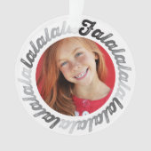Gray Circle Falalala Bold Script Foto Weihnachten Ornament (Vorderseite)