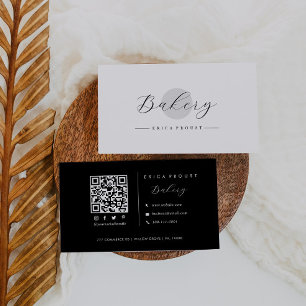 Gray Circle Minimalistisch Simple Qr Code Visitenkarte