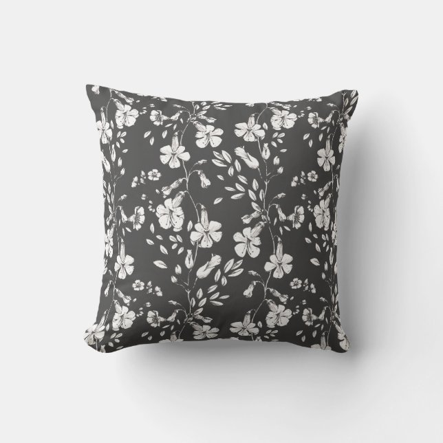 Gray Classic Botanical Florals Wedding Gift Kissen (Vorderseite)