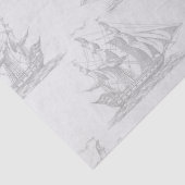 Gray Clipper Ships auf White Decoupage Seidenpapier (Detail)