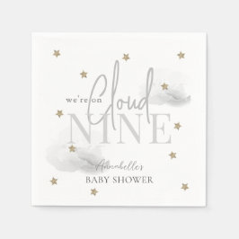 Gray Cloud 9 Gold Stars Watercolor Babydusche Serviette