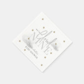 Gray Cloud 9 Gold Stars Watercolor Babydusche Serviette (Ecke)