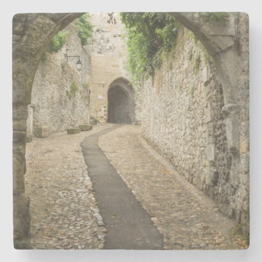 Gray Cobblestone Street, Frankreich Steinuntersetzer (Vorderseite)