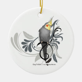 Gray Cockatiel Keramik Ornament