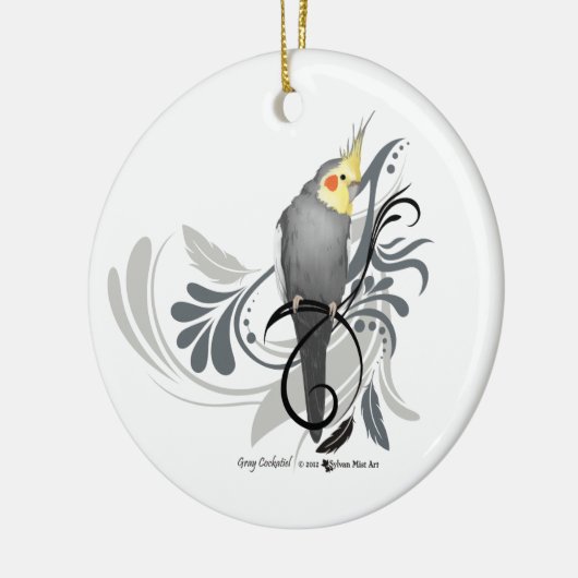 Gray Cockatiel Keramik Ornament (Links)