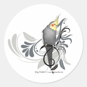 Gray Cockatiel Runder Aufkleber